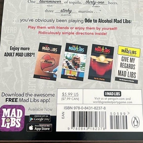 NEW Adult MAD LIBS- The World’s Greatest Drinking Game! - Picture 6 of 6